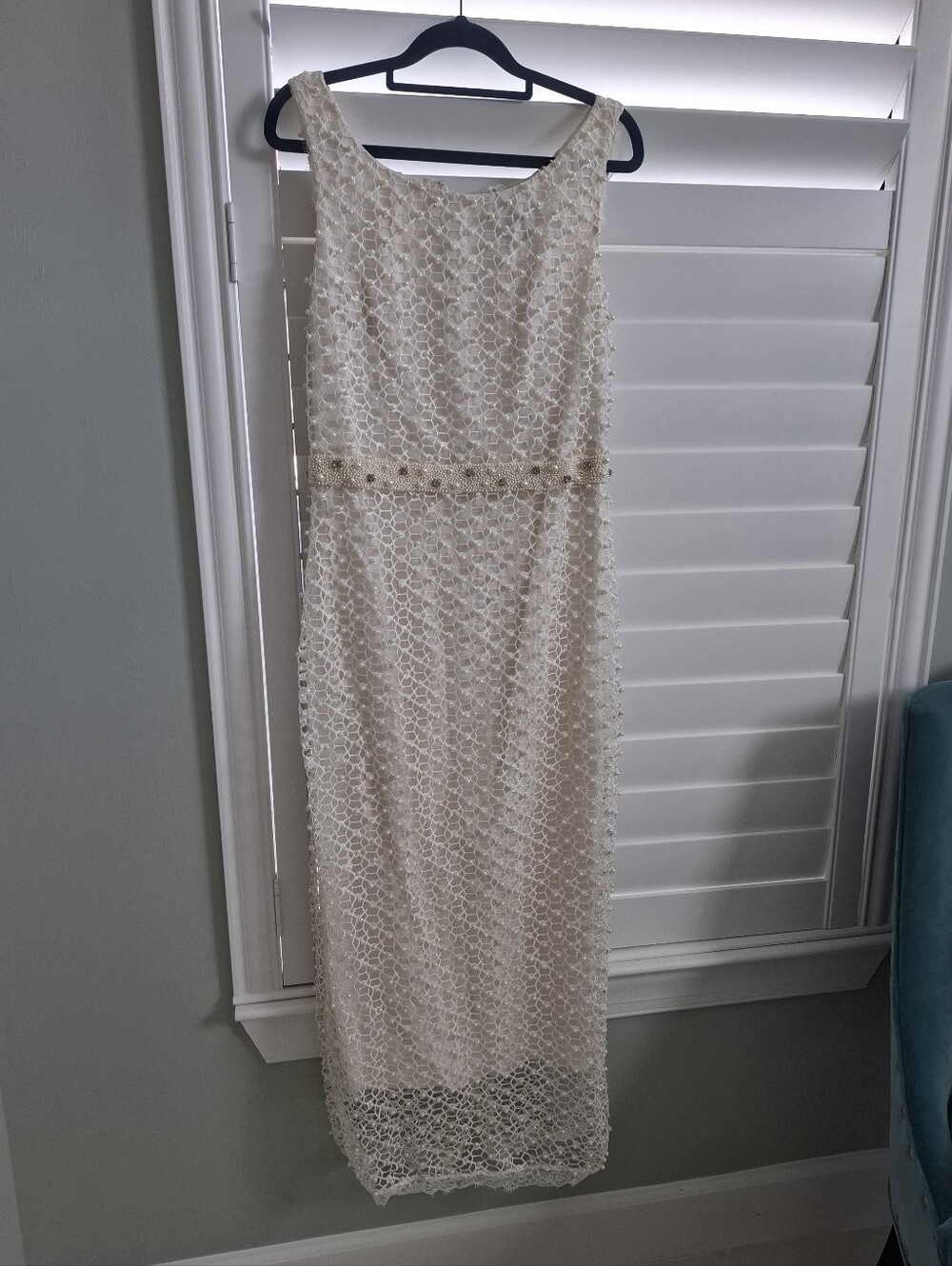 Marchesa Notte size 8 Ivory Lace Evening Dress with Beaded Waist